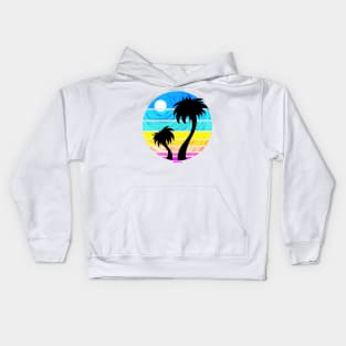 Tropical Retro Sunset Kids Hoodie